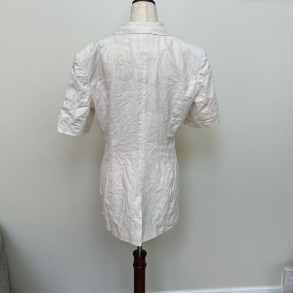 EUDON CHOI Women's Short Sleeve Linen Blazer Size 10 In Off-White - Picture 6 of 11